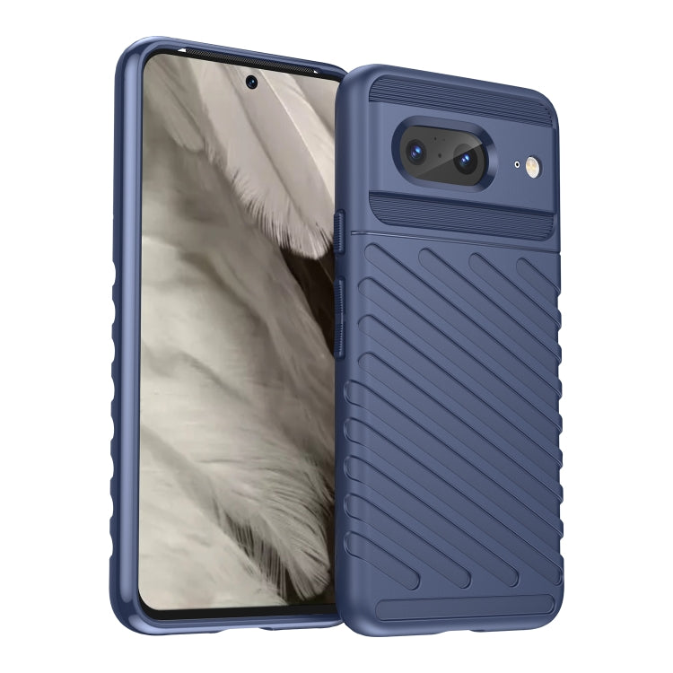 Blue shockproof TPU phone case, ribbed back with camera cutout