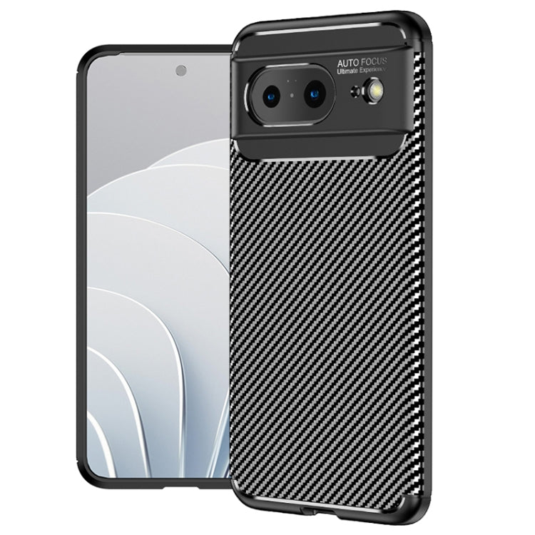 Shockproof TPU phone case with carbon fiber texture, black edges, cutouts for camera and buttons