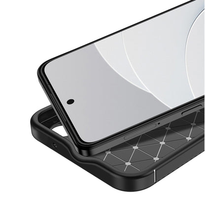 TPU phone case with textured grip and carbon-pattern back; raised corners for protection