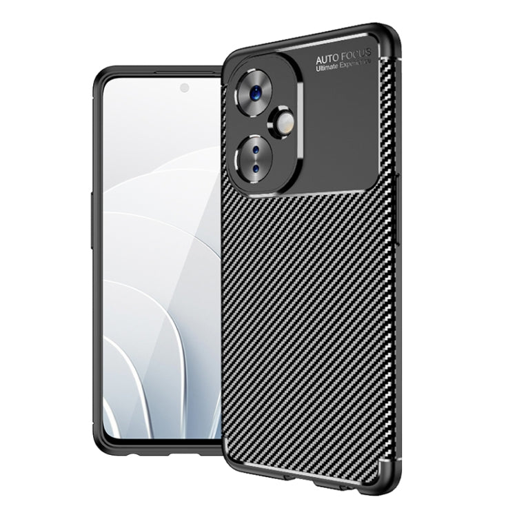TPU phone case with carbon fiber texture back, black bumper edges, camera and button cutouts