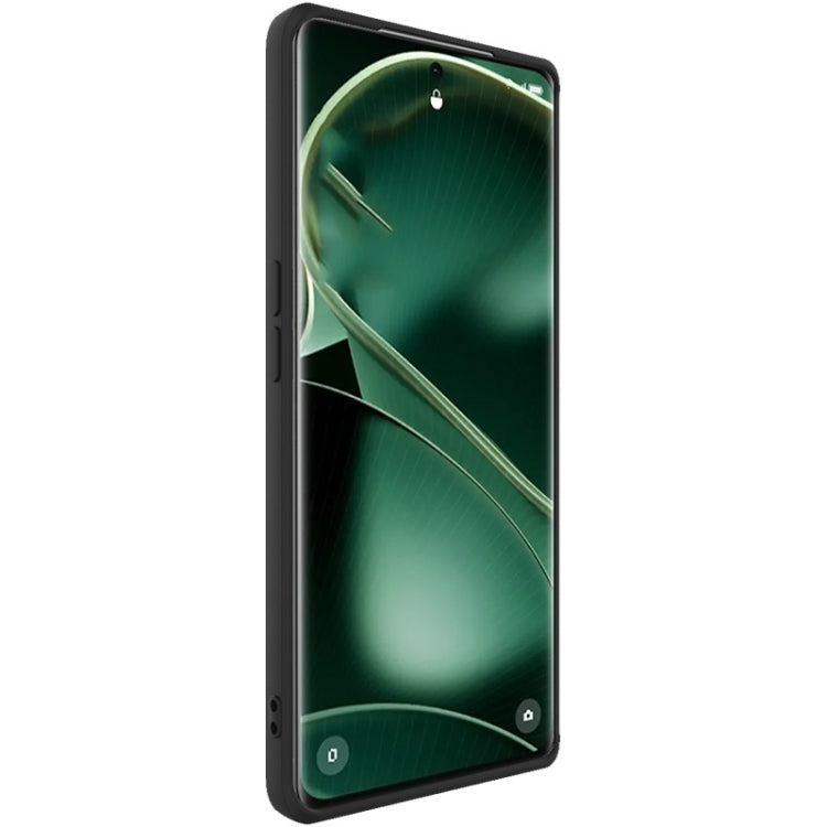 Black TPU phone case on phone front, straight edge design