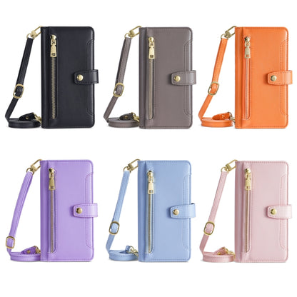 Leather cross-body zipper wallet phone cases, assorted colors, each with cross-body strap.