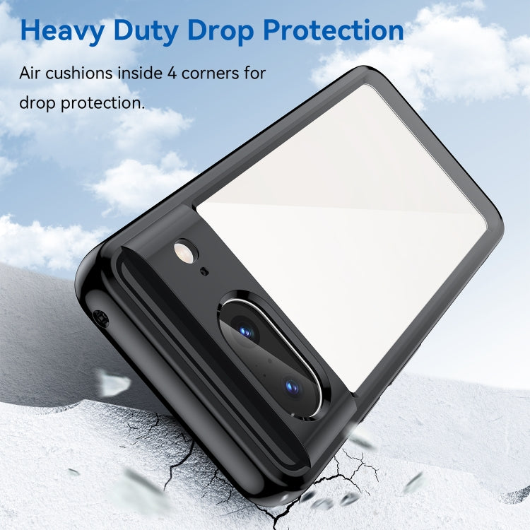Black rugged acrylic and TPU phone case with raised corners and camera lens protection.