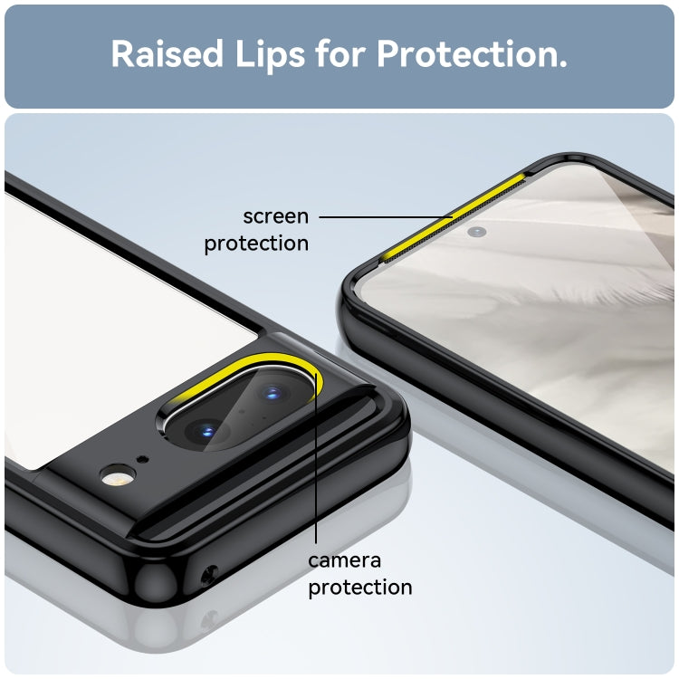Black acrylic and TPU phone case with raised lips for screen and camera protection.