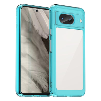 Turquoise transparent phone case with camera opening and protective raised lip