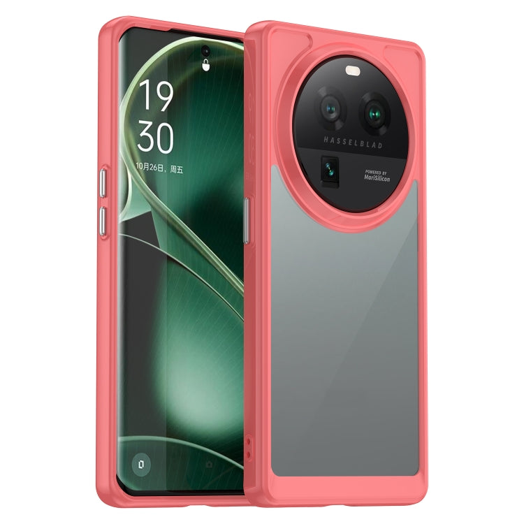 Red and gray transparent phone case with camera cutout and raised edges