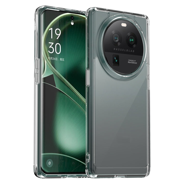 Transparent grey acrylic TPU phone case with lens cutout and raised protection