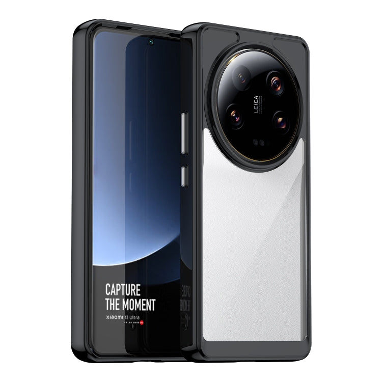 Transparent grey acrylic TPU phone case with black bumper and dual camera cutout