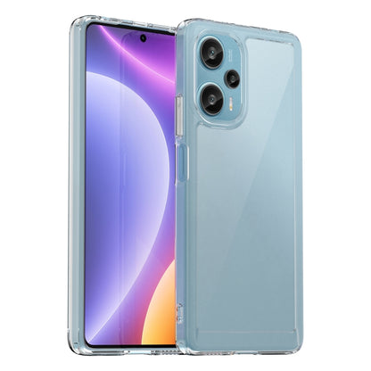 Transparent light blue TPU phone case with raised edges and camera plus button cutouts