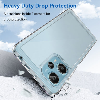 Light blue rugged transparent phone case with corner protection and camera opening