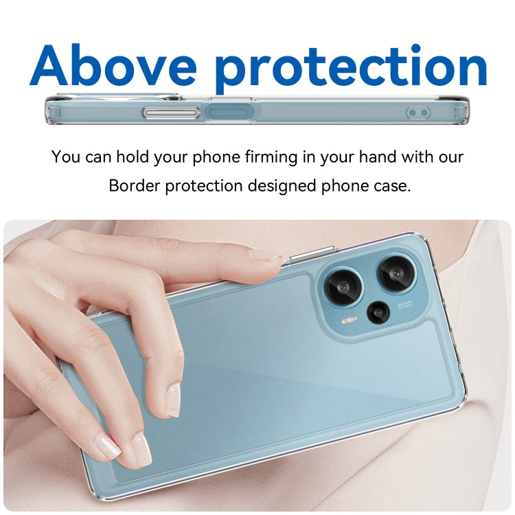 Light blue slim transparent phone case with border protection and side button access