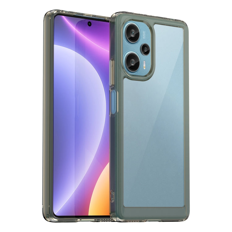 Transparent light blue phone case with camera cutout and raised protective rim