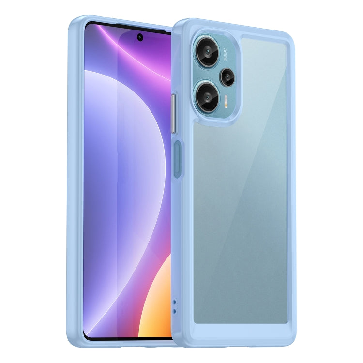 Light blue transparent TPU phone case with smooth back and dual camera opening