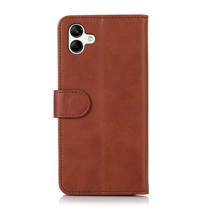 Brown cow-textured leather flip phone case with side card holder