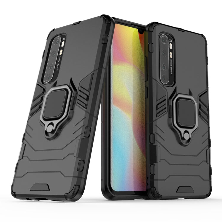 Black anti-fall phone case with ring holder and textured impact-absorbent frame