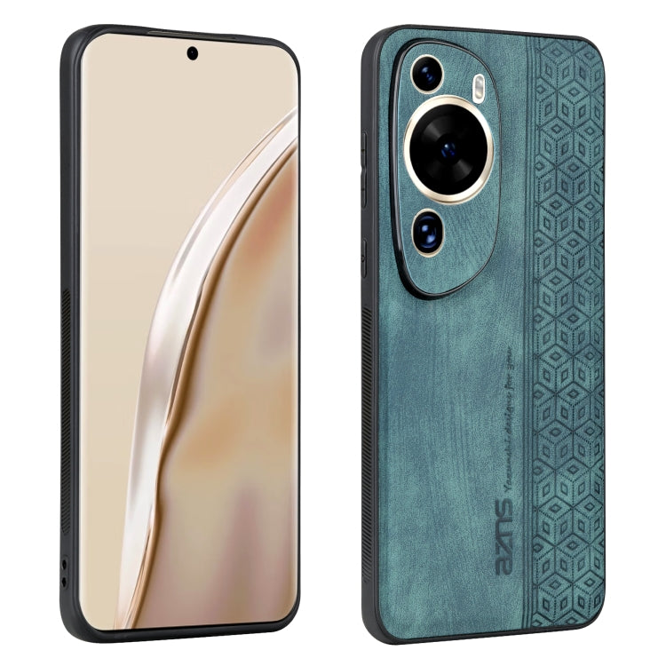 Teal-green embossed phone case with textured pattern and dual camera cutouts