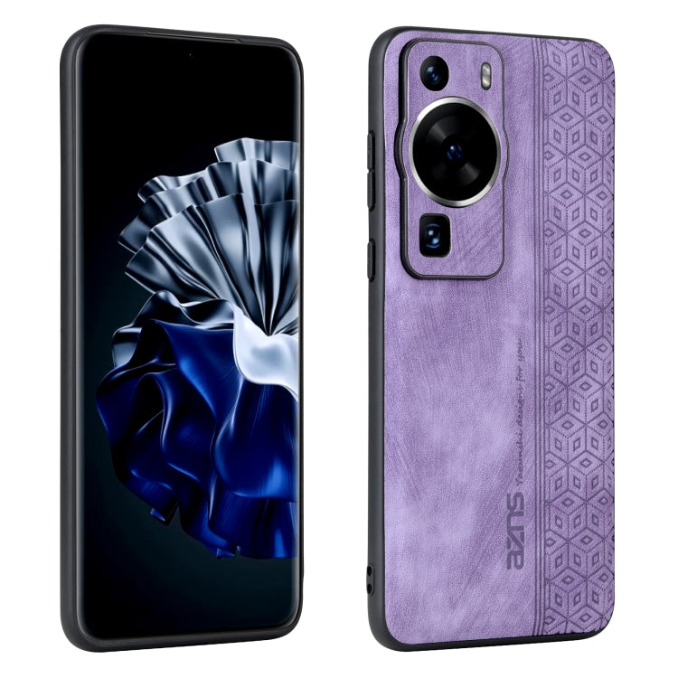 Purple embossed phone case with circular camera cutouts and textured pattern