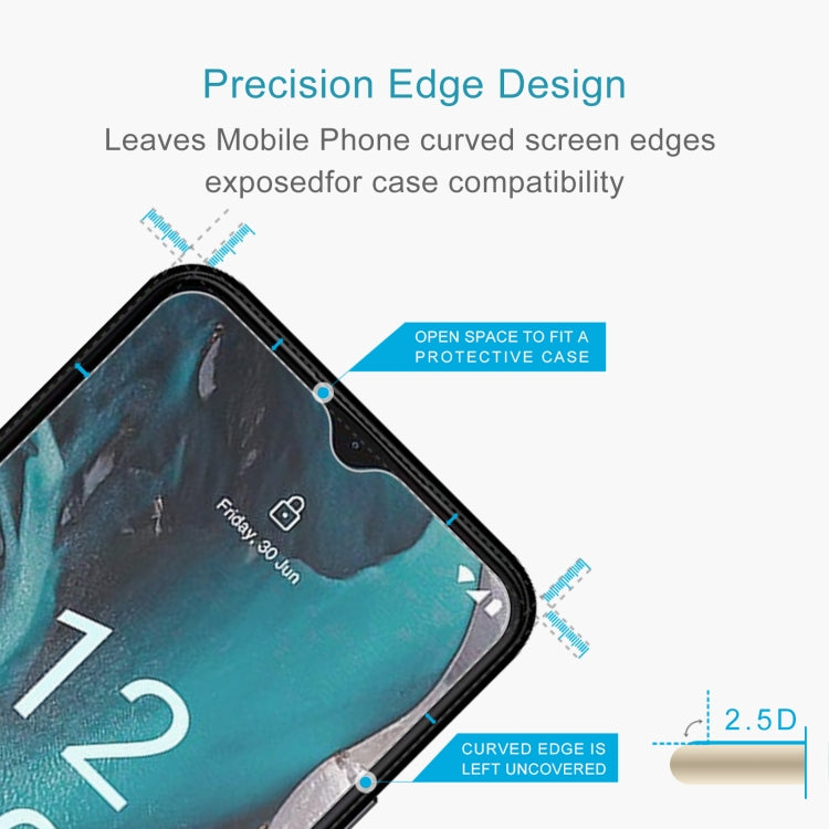 Tempered glass screen protector film with 2.5D edge cutout for case fit