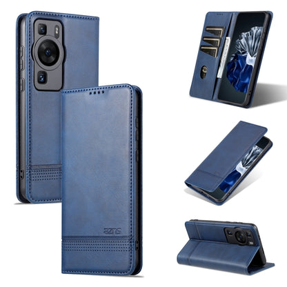 Dark blue flip leather phone case with card slots and camera cutout