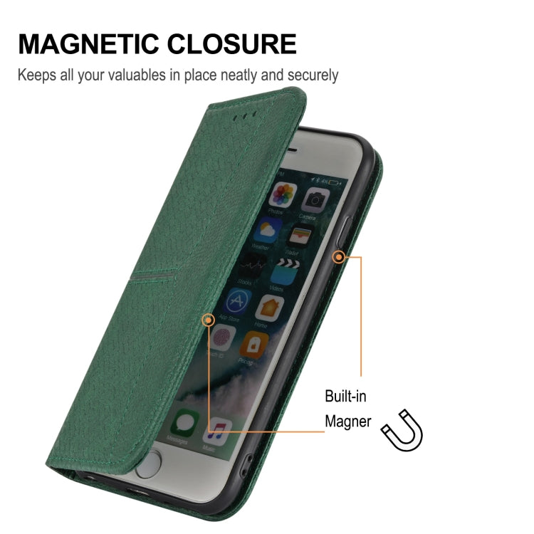 Green magnetic folio phone case with secure closure, phone held closed