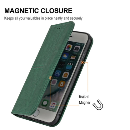 Green magnetic folio phone case with secure closure, phone held closed