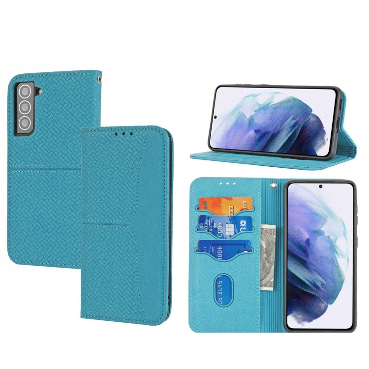 Teal woven-texture magnetic folio phone case with card pocket and front cover