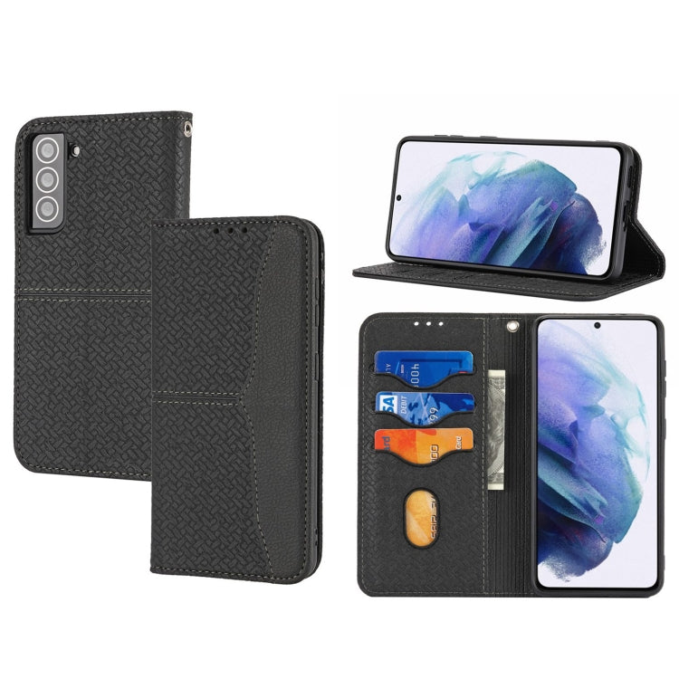 Dark textured wallet phone case with card holders and magnetic flap, plus kickstand for calls