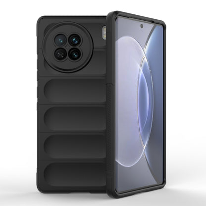 Black TPU and flannel phone case with rugged bumper texture and camera cutout