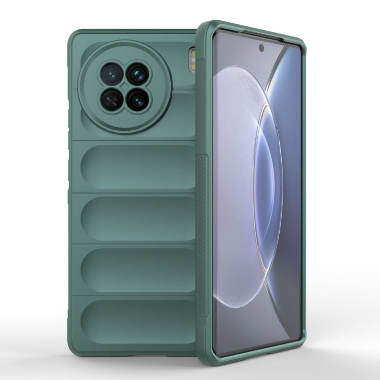 Dark green TPU and flannel phone case with rugged bumper texture and camera cutout