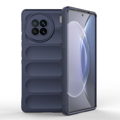 Dark blue TPU and flannel phone case with rugged bumper texture and camera cutout