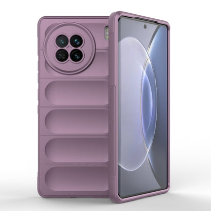 Purple TPU and flannel phone case with rugged bumper texture and camera cutout