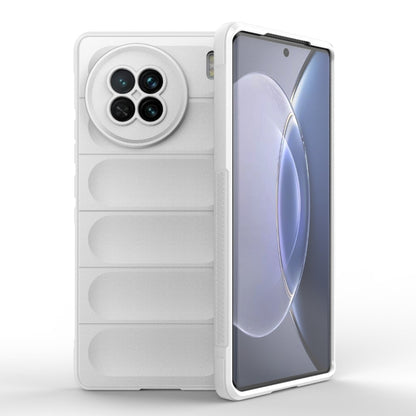 White TPU and flannel phone case with rugged bumper texture and camera cutout