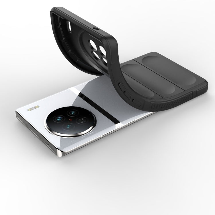 Black TPU phone case with flip flap, shown open