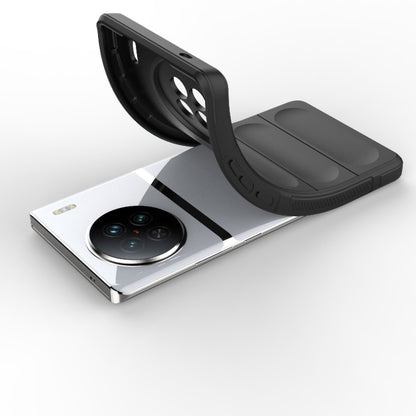 Black TPU phone case with flip flap, shown open