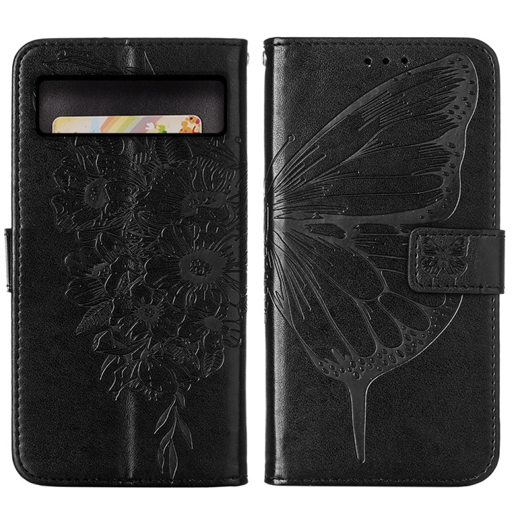 Black folio phone case with embossed butterfly design and snap closure