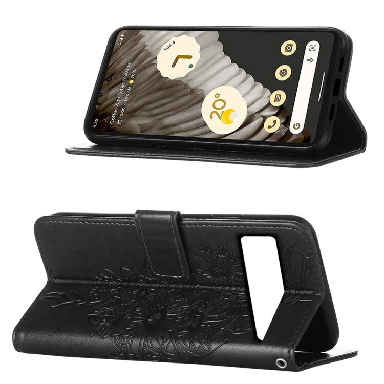 Black embossed butterfly leather phone case with kickstand and front cover