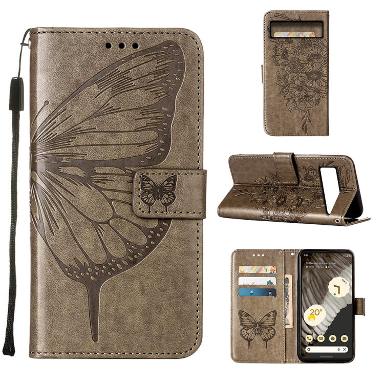 Embossed butterfly leather folio phone case, snap cover, dark taupe