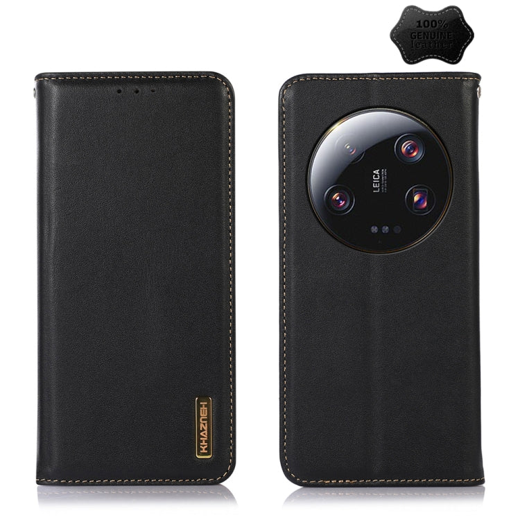 KHAZNEH leather phone case, dark black with stitched edges and camera cutout