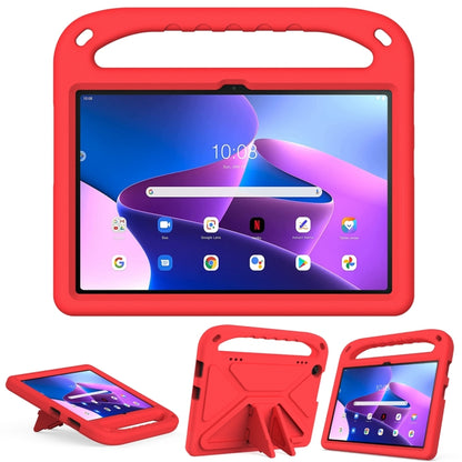 Red EVA shockproof tablet case for Lenovo Tab M10 with handle and kickstand