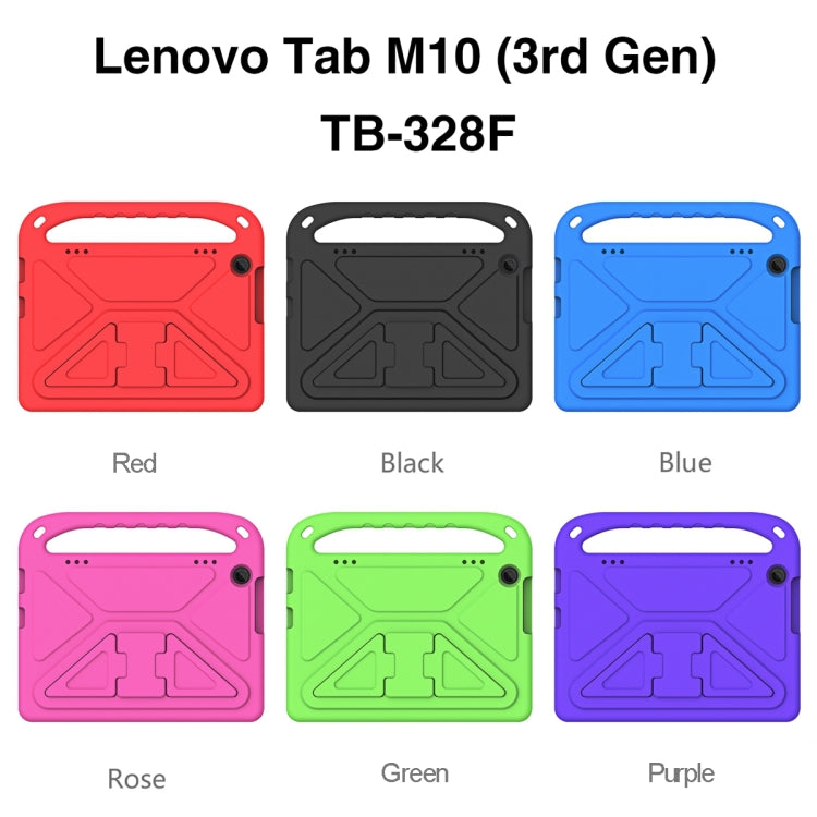 EVA shockproof tablet case with holder shown in red, black, blue, rose, green, purple