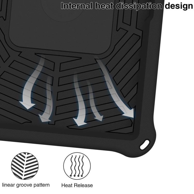 Black silicone tablet case with vented texture and heat-dissipating grooves