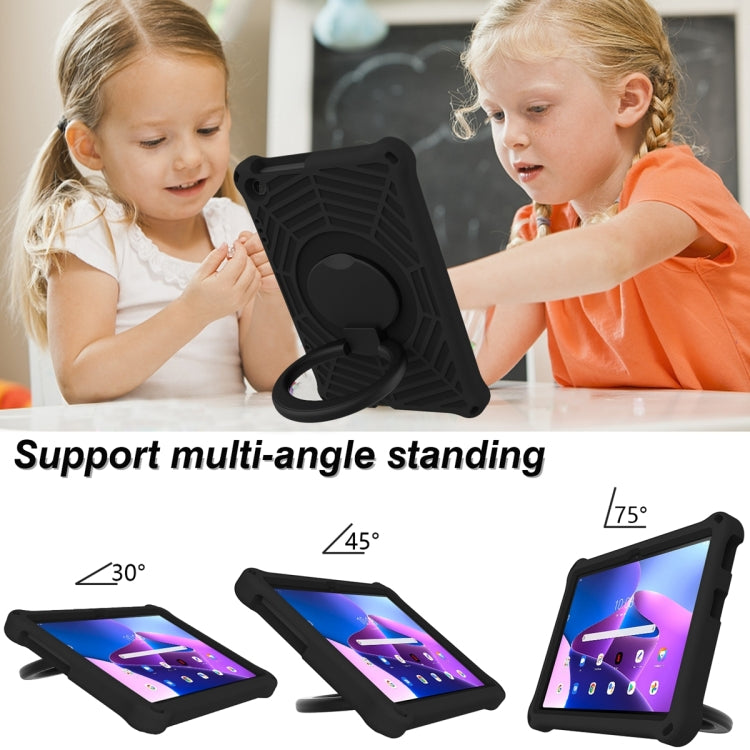 Black silicone tablet case with multi-angle kickstand for child-friendly viewing