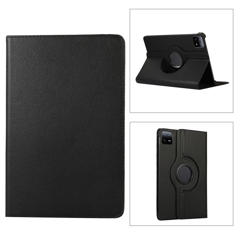 360 Degree Rotation Litchi Texture Leather Tablet Case, For Xiaomi Pad 6 / Pad 6 Pro