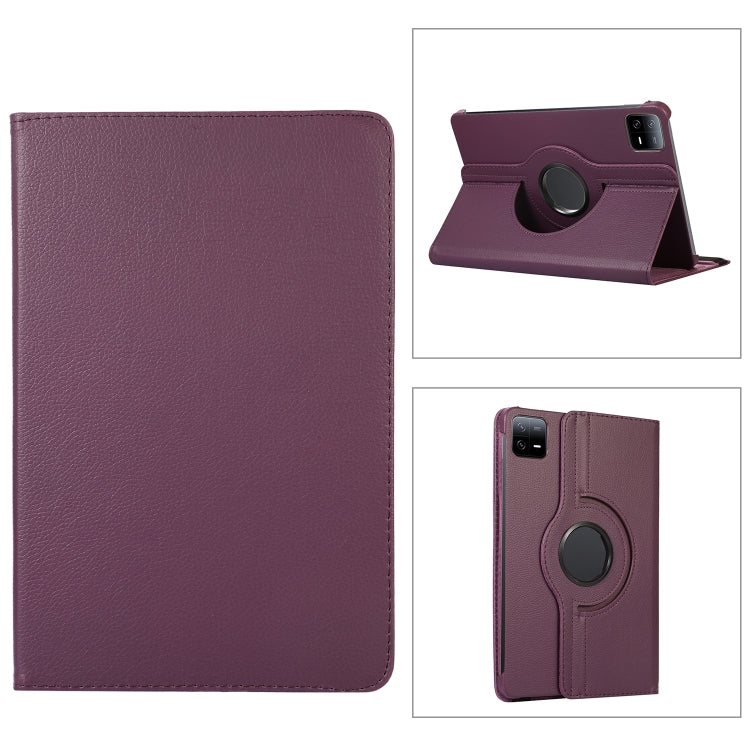 360 Degree Rotation Litchi Texture Leather Tablet Case, For Xiaomi Pad 6 / Pad 6 Pro