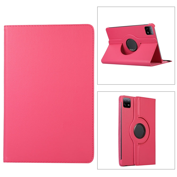 360 Degree Rotation Litchi Texture Leather Tablet Case, For Xiaomi Pad 6 / Pad 6 Pro
