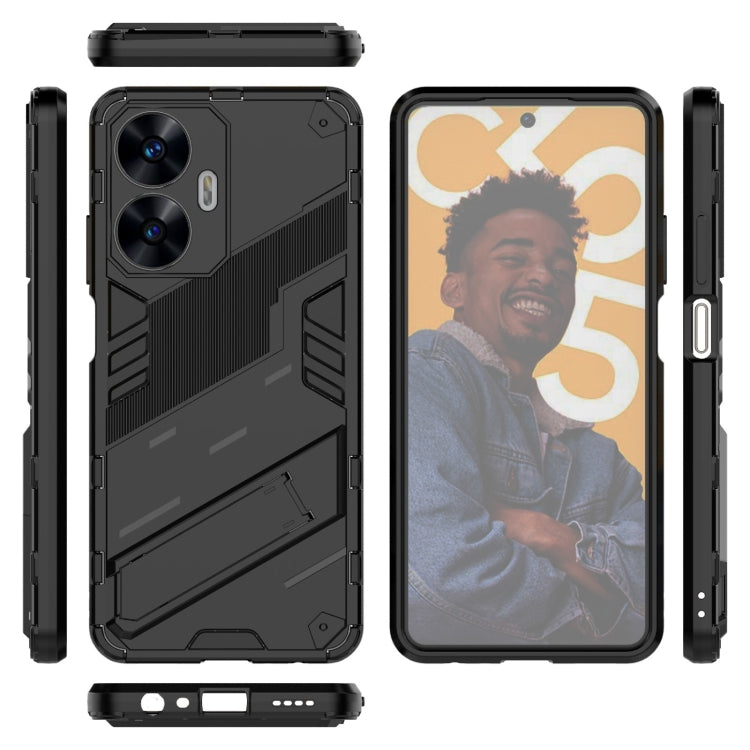 Punk Armor 2 in 1 PC + TPU Shockproof Phone Case with Invisible Holder, For Huawei P60 Art, For Realme C55