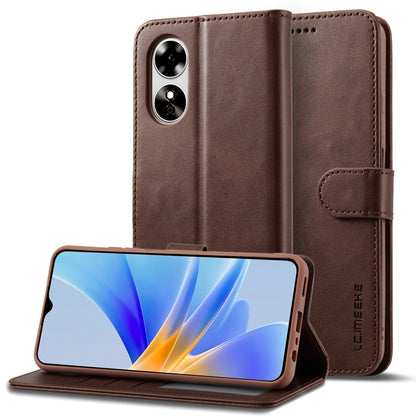 Brown flip leather wallet phone case with card slot and cover for OPPO A78 5G