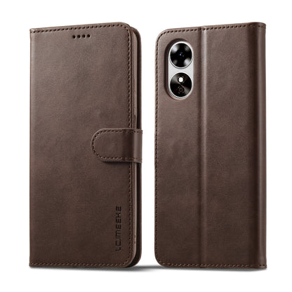 Brown flip leather wallet phone case with side card holder and dual-camera cutout