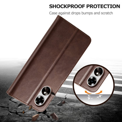 Brown flip leather wallet phone case with protective shell and angled stand