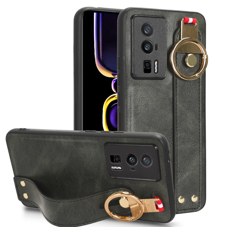 Wristband Leather Back Phone Case, For Xiaomi Redmi 12C / Poco C55, For Xiaomi Redmi K60 / K60 Pro